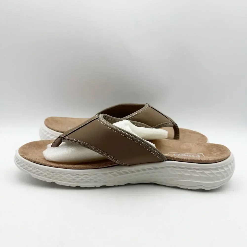 Propet Womens TravelActiv FT Flip Flop Sandals Size 9 Narrow Tan NWOB